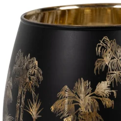 Photophore en verre noir mat et doré h12cm - Tulum