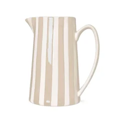 Pichet en céramique rayé blanc et sable 1L