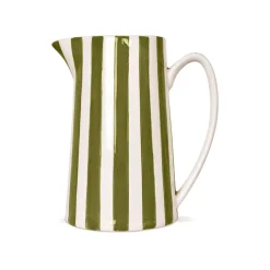 Pichet en céramique rayé blanc et kaki 1L