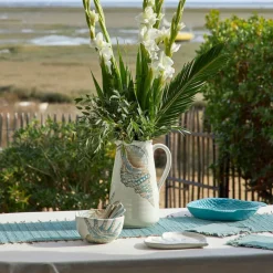 Pichet en faïence bleu et beige 5l - Bord De Mer