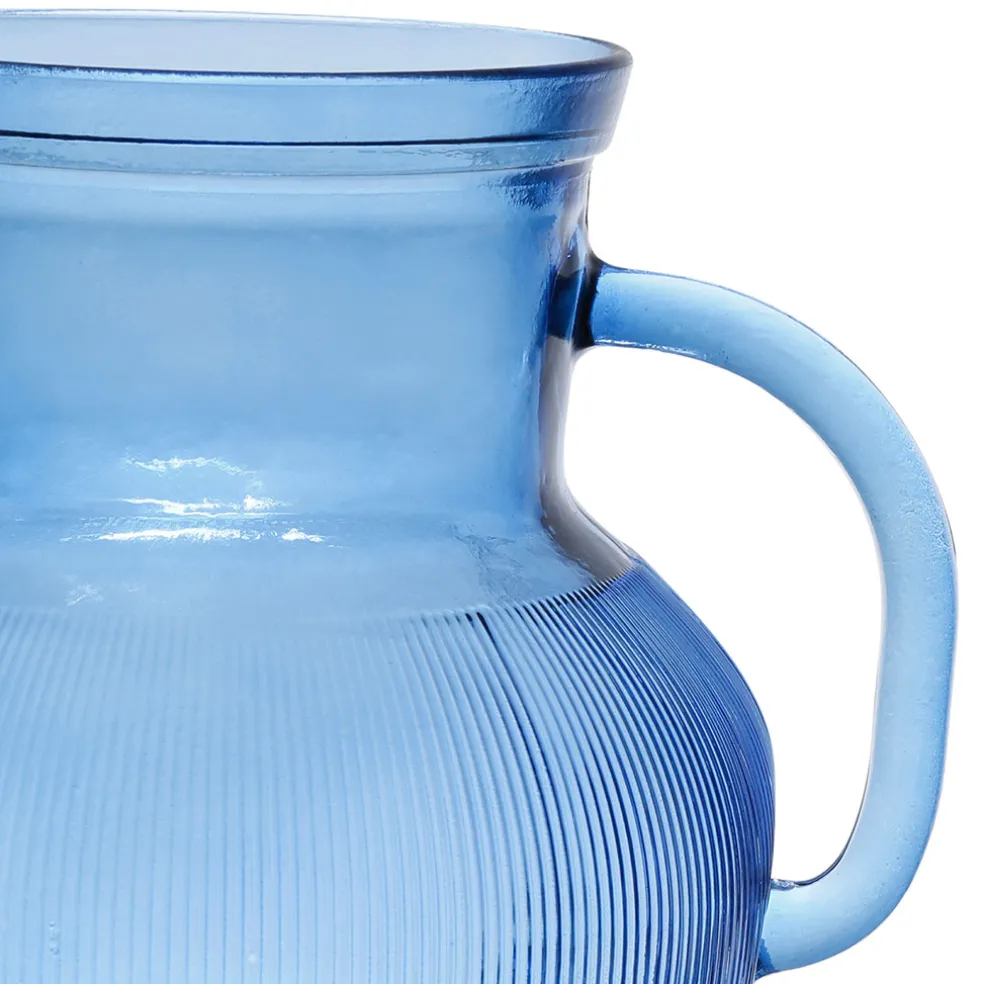 Pichet en verre recyclé sablé bleu 2.3l - Aheli