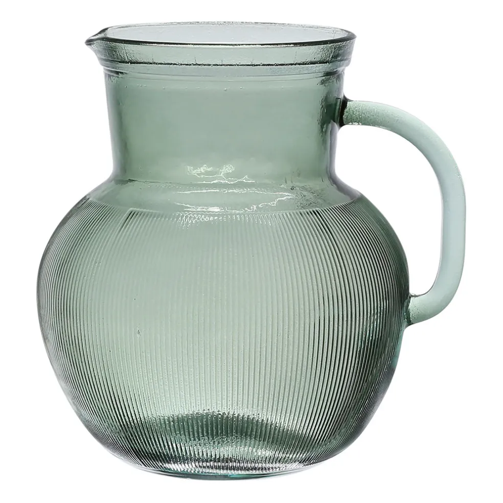 Pichet en verre recyclé sablé sauge 2.3l - Aheli