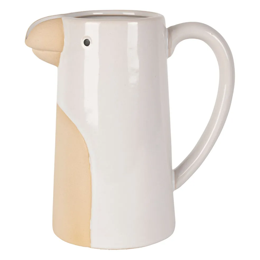 Pichet oiseau en grès blanc 1.1L - Calao