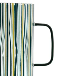 Pichet rayé bleu, vert et jaune 1l en verre -belle vie