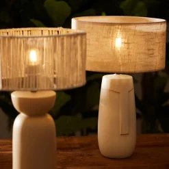 Pied de lampe en porcelaine h35cm visage blanc - face