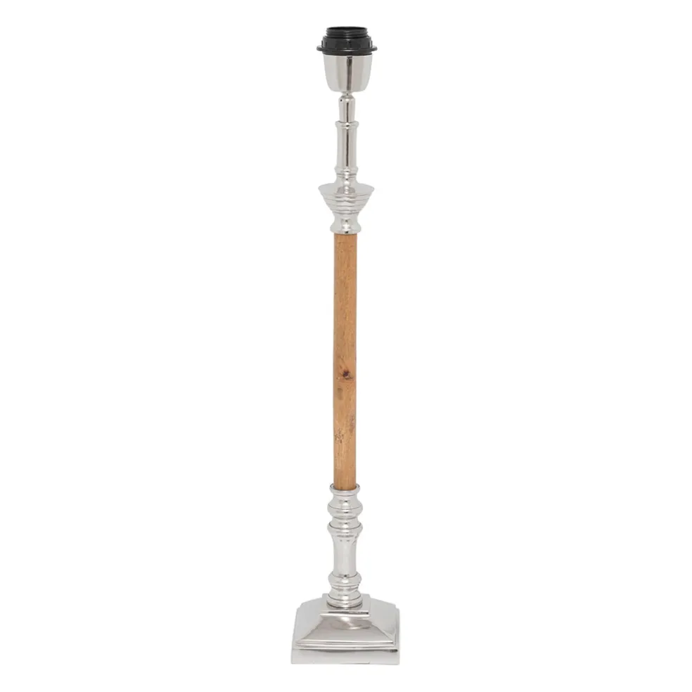 Pied lampe en aluminium et manguier h60cm argent - chaveny
