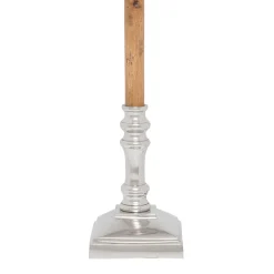 Pied lampe en aluminium et manguier h60cm argent - chaveny