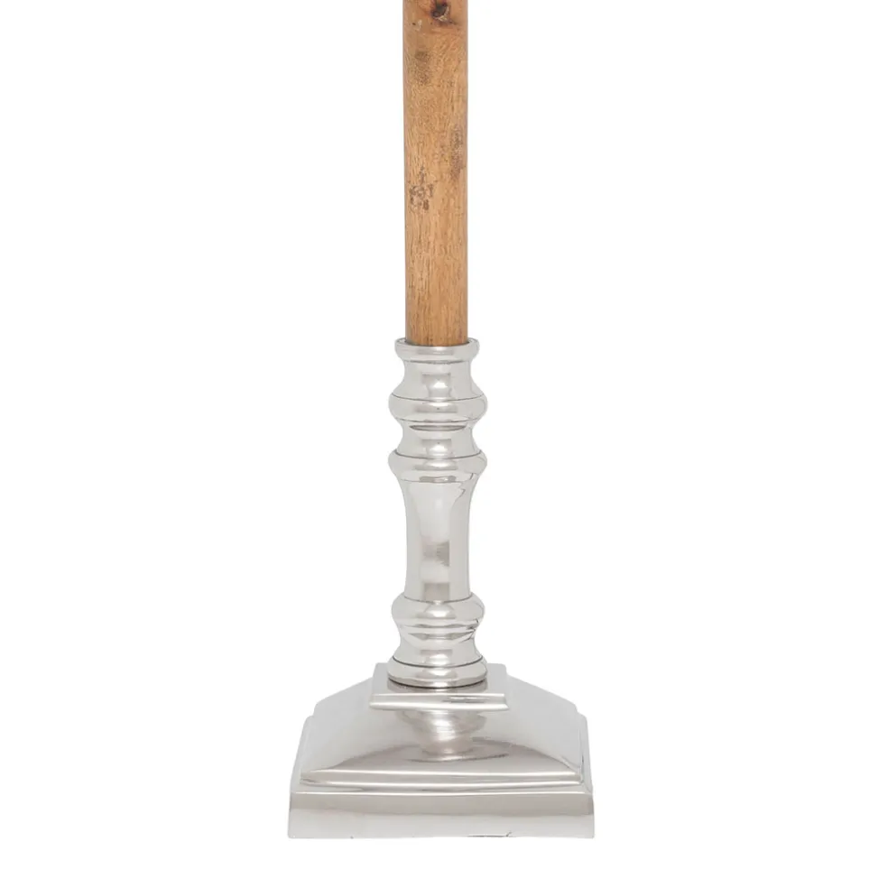 Pied lampe en aluminium et manguier h60cm argent - chaveny