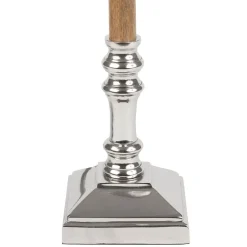 Pied lampe en aluminium et manguier h38cm argent - chaveny