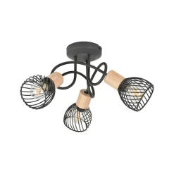 Plafonnier 3 lumières en metal h21 cm mat noir - kento