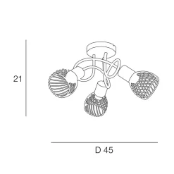 Plafonnier 3 lumières en metal h21 cm mat noir - kento