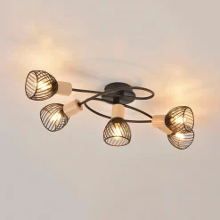 Plafonnier 5 lumières en metal l67cm mat noir - kento