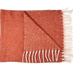 Plaid avec franges en tissu terracotta 120x150cm