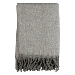 Plaid avec franges en tissu gris 170x130cm - Klosen