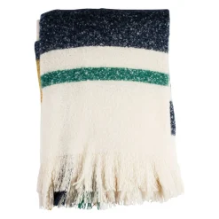 Plaid avec franges en tissu vert 170x130cm - Klosen