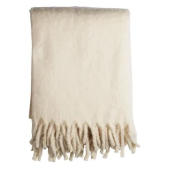 Plaid avec franges en tissu beige 170x130cm - Klosen