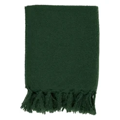 Plaid avec franges en tissu vert 150x130cm - Klosen