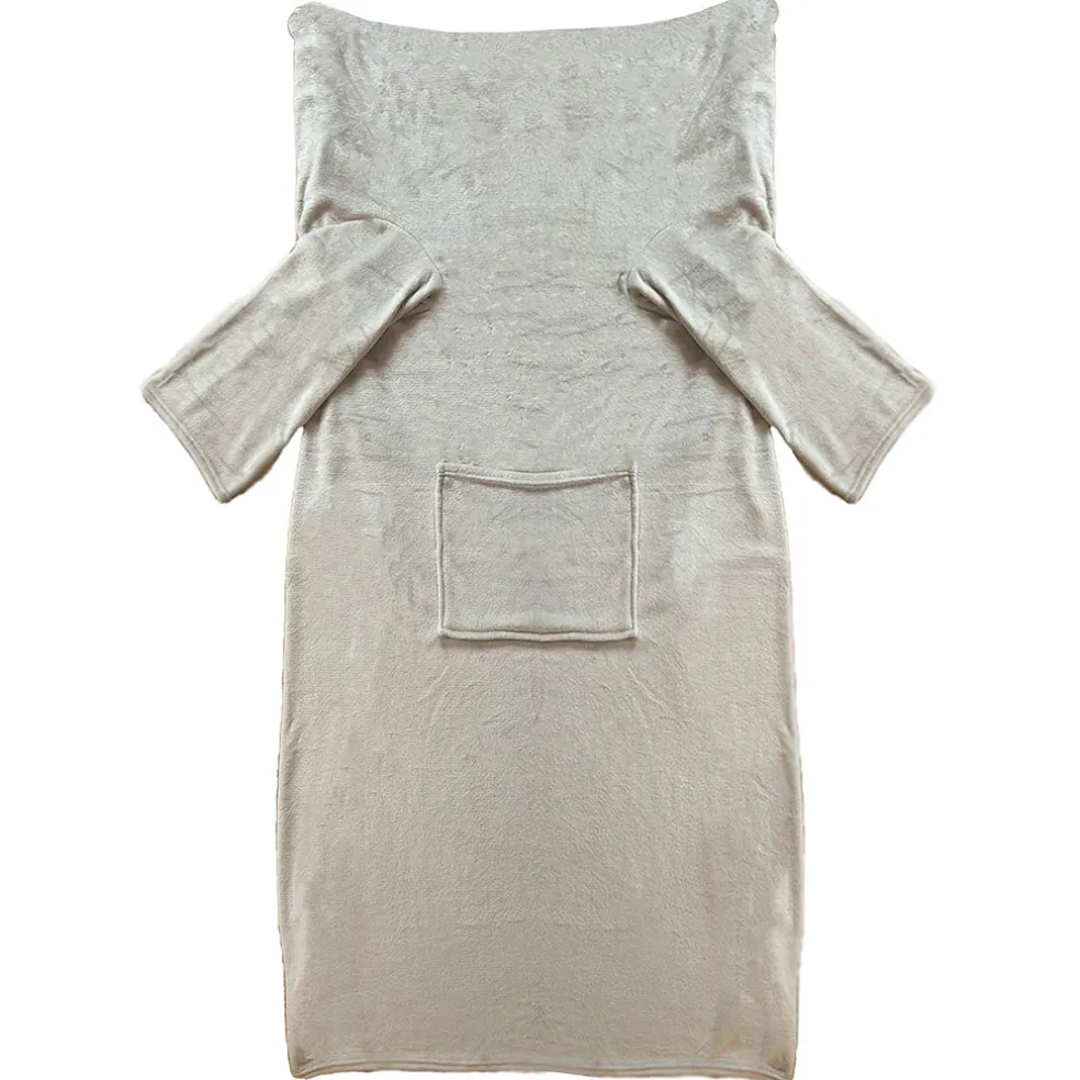 Plaid avec manches en tissu gris clair - Giny