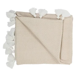 Plaid beige 130x170cm en coton - emeline