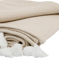 Plaid beige 130x170cm en coton - emeline