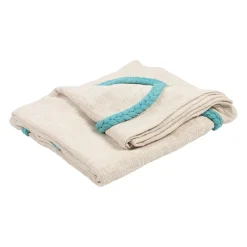 Plaid brodé "amore mio" en coton écru 170x130cm - Lumi