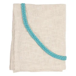 Plaid brodé "amore mio" en coton écru 170x130cm - Lumi