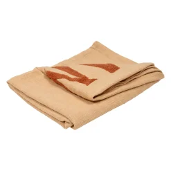 Plaid brodé "more amore" en coton corail 170x130cm - Lumi