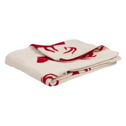 Plaid cerf en coton rouge 150x125cm - Noel