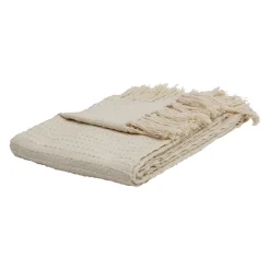 Plaid courba blanc 170x130cm en coton et acrylique