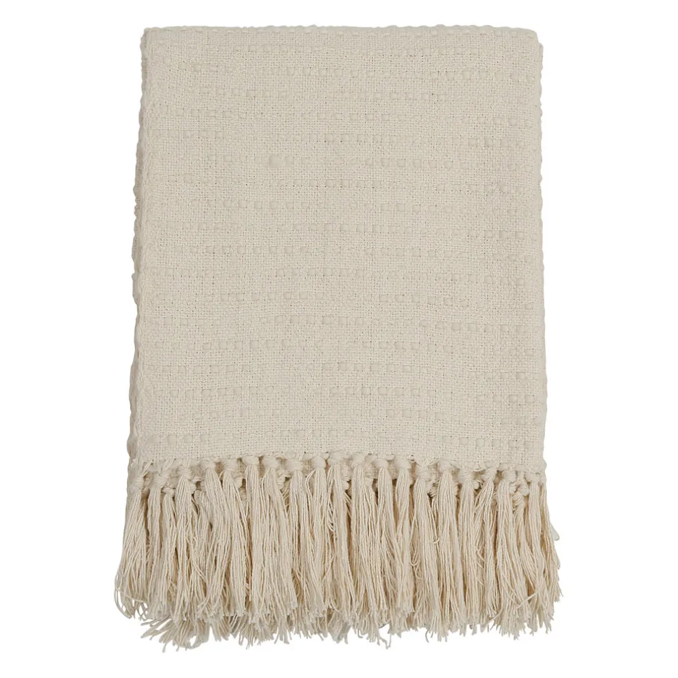 Plaid courba blanc 170x130cm en coton et acrylique