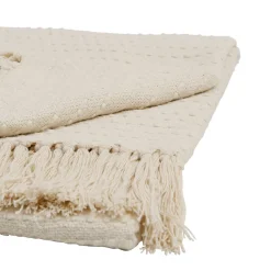 Plaid courba blanc 170x130cm en coton et acrylique