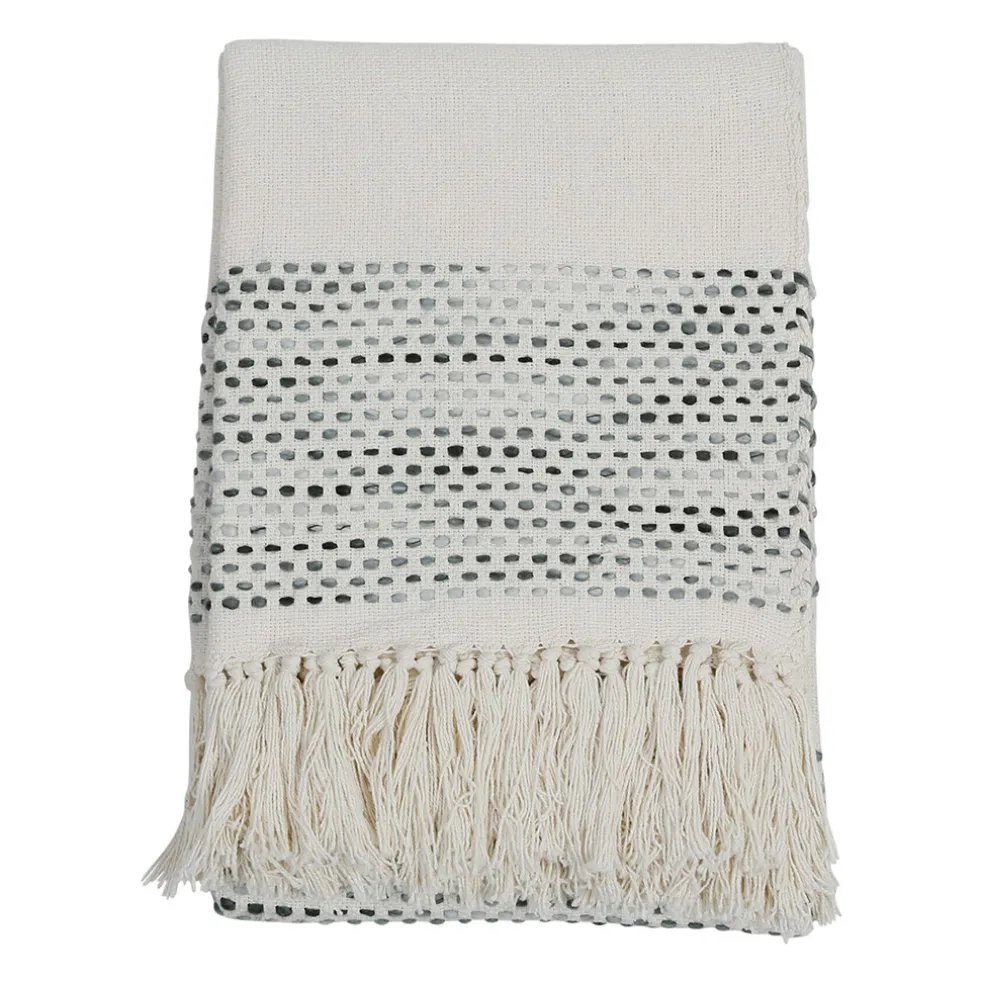 Plaid courba gris 170x130cm en coton et acrylique