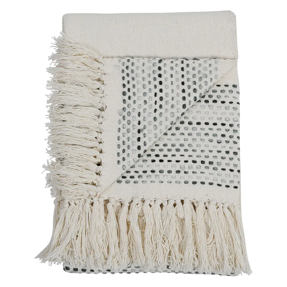 Plaid courba gris 170x130cm en coton et acrylique