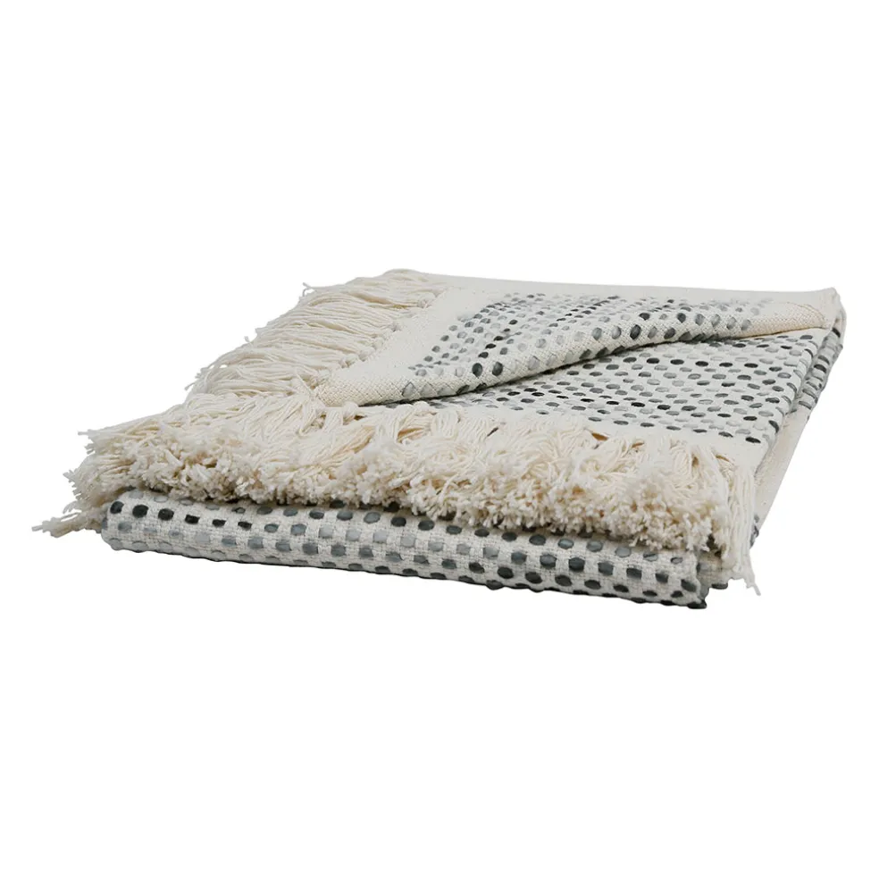 Plaid courba gris 170x130cm en coton et acrylique