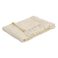 Plaid courba jaune 170x130cm en coton et acrylique