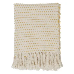 Plaid courba jaune 170x130cm en coton et acrylique