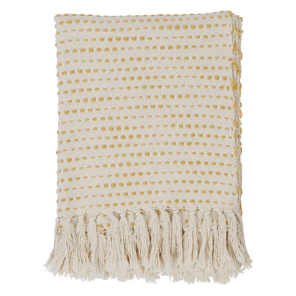 Plaid courba jaune 170x130cm en coton et acrylique