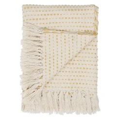 Plaid courba jaune 170x130cm en coton et acrylique