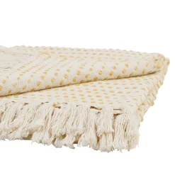 Plaid courba jaune 170x130cm en coton et acrylique