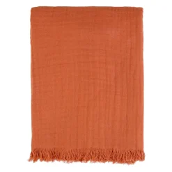 Plaid earth notes terracotta 170x130cm gaze de coton