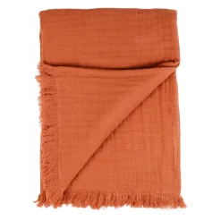 Plaid earth notes terracotta 170x130cm gaze de coton
