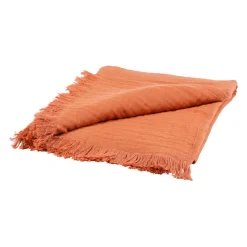 Plaid earth notes terracotta 170x130cm gaze de coton