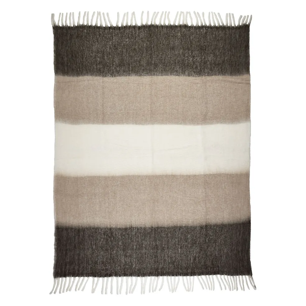 Plaid en acrylique et laine taupe 130x170cm - Selestina