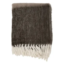 Plaid en acrylique et laine taupe 130x170cm - Selestina