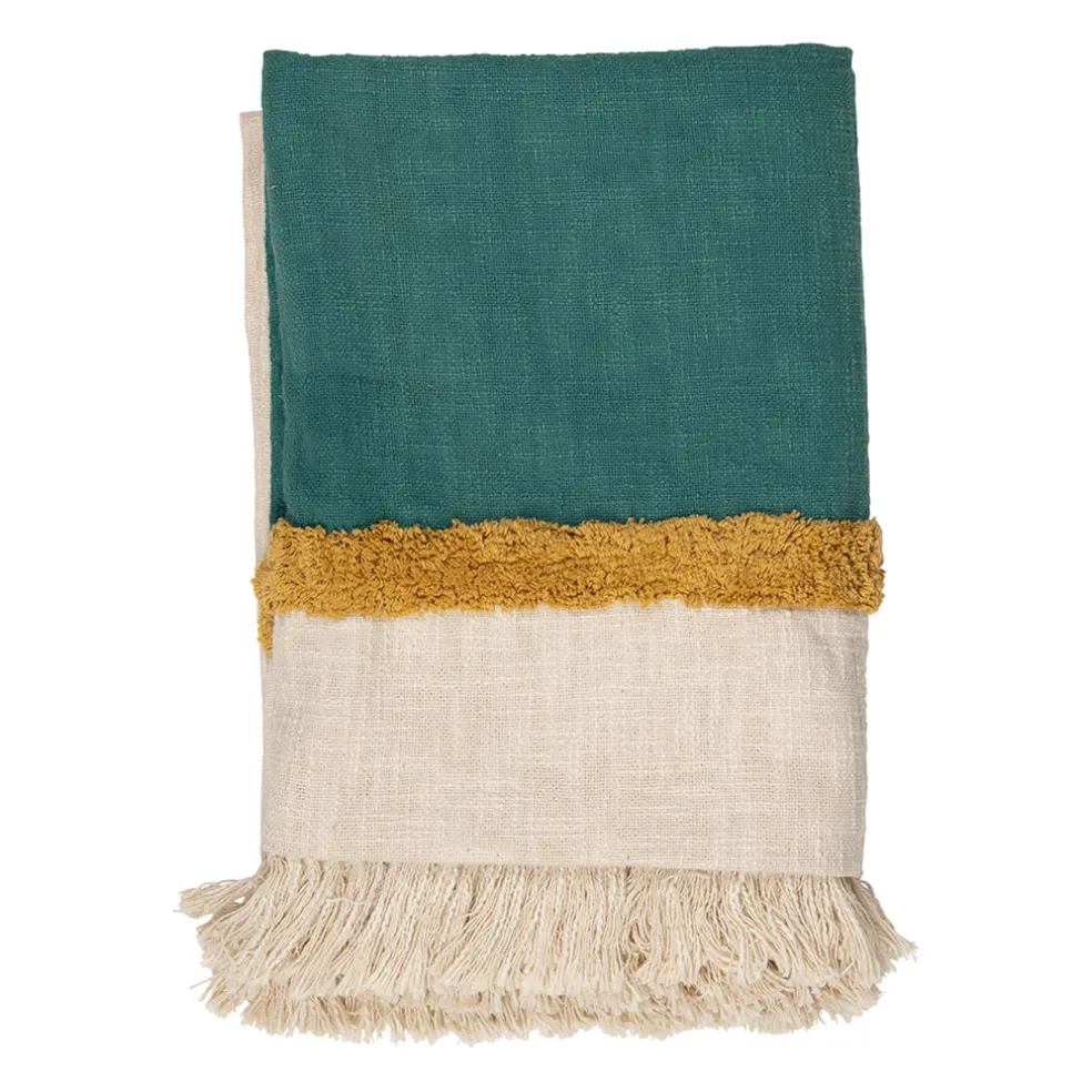Plaid en coton émeraude 170x130cm - Neo
