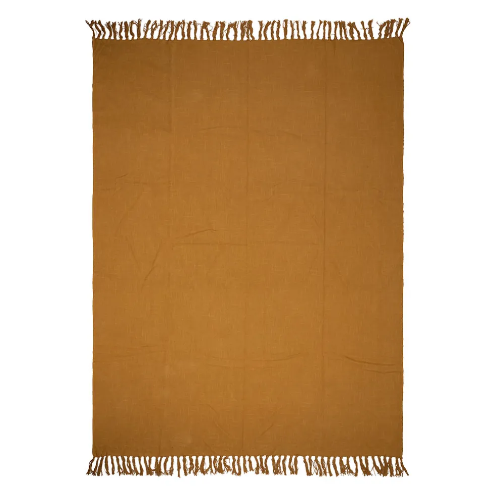 Plaid en coton moutarde 170x130cm - Allegra