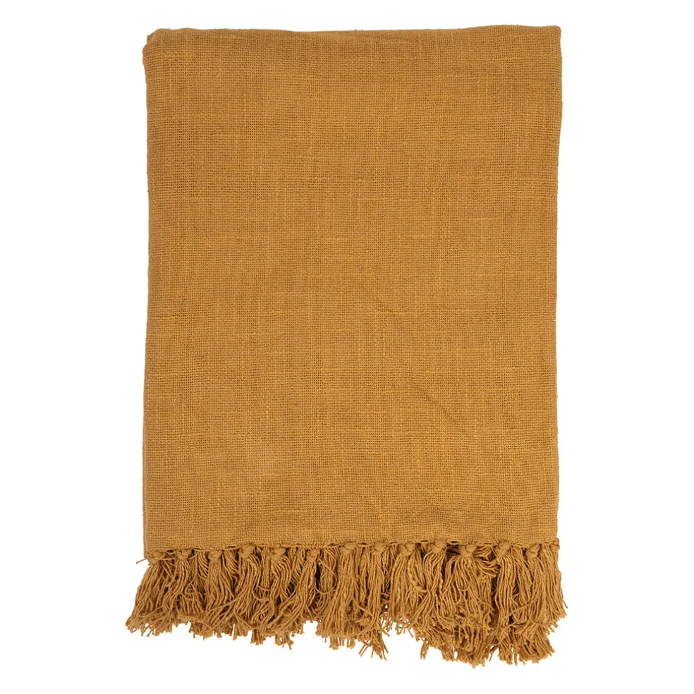 Plaid en coton moutarde 170x130cm - Allegra