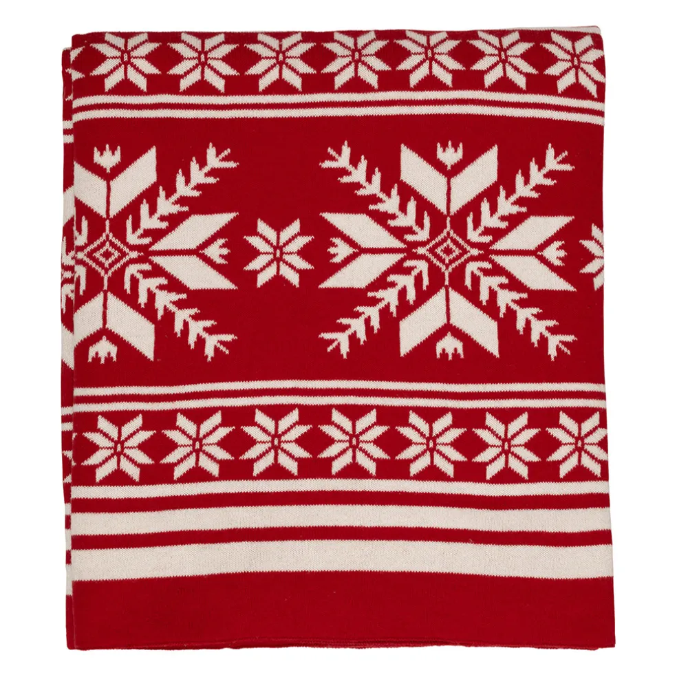 Plaid en coton rouge 150x125cm - Noel