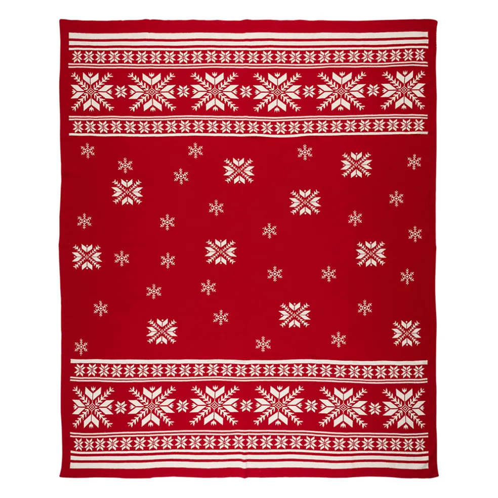 Plaid en coton rouge 150x125cm - Noel