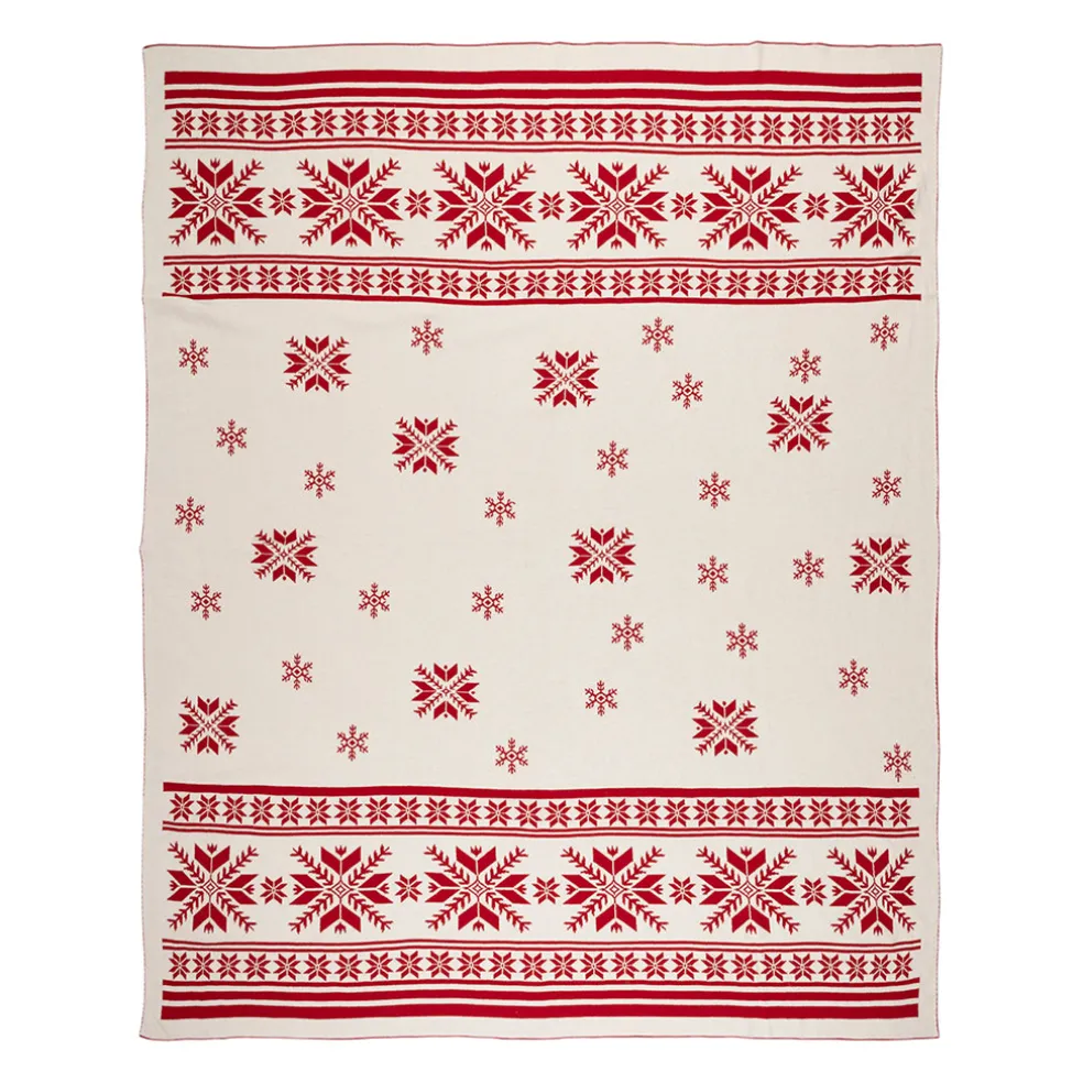 Plaid en coton rouge 150x125cm - Noel